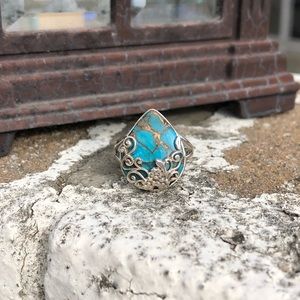Jewelry - Turquoise Blue Copper Sterling Silver Ring Sz 8.5 Jewelry - Turquoise Blue Copper Sterling Silver Ring Sz 8.5